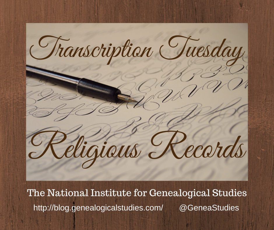 Transcription Tuesday – Religious Records